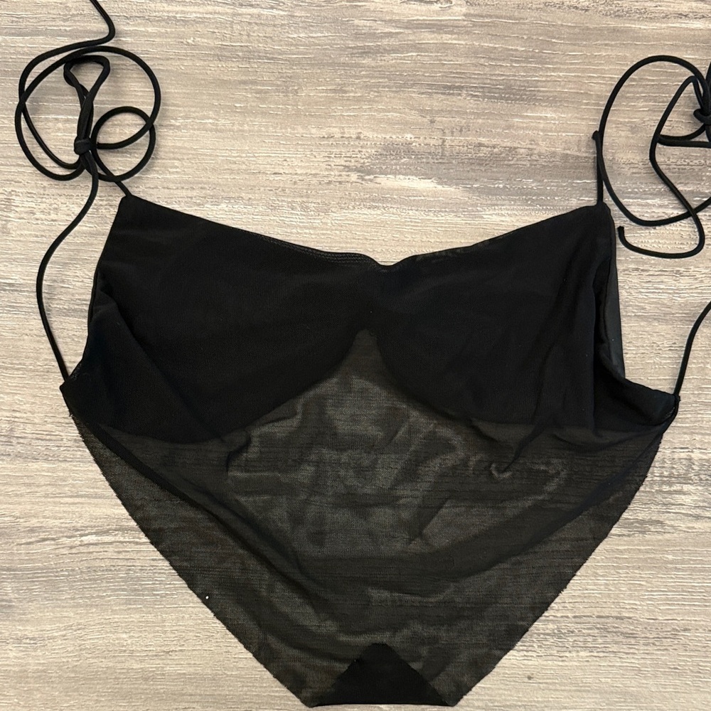 Black Sheer Backless Crop Top